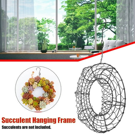 Wrought Iron Hanging Pot Holder - Heart /Ring Shape Succulent Hanging Frame Succulent Plant Holder Wreath Frame Metal Planter Holder Iron Wire Circle Hanging Flower Pot Home Garden Patio Decoration