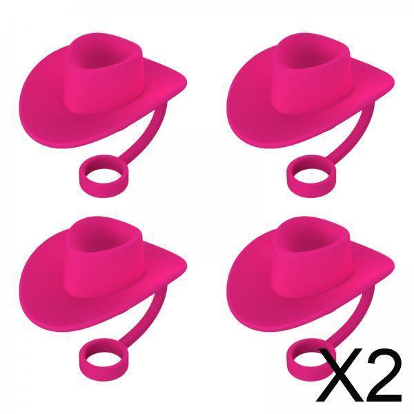 2xCute Tapas De Paja Cubre Accesorios De Taza Regalos De Fiesta Cubierta De Puntas De Paja De Silicona 4 Piezas Rosa