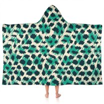 Leopard Pattern with Green and Black Spots Hooded Bath Towel,50"x30" for Ages 3 To 12 Kids, Quick Dry Lightweight Soft Microfiber Hood Beach Towel Cover Up for Kids