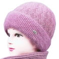 thumbnail image 3 of Opolski Middle-Aged Elderly Winter Woolen Hat Fleece Lining Thickened Mom Beanie Hat Warm Grandmother Knitted Hat Pink, 3 of 8