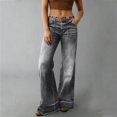 thumbnail image 3 of qucoqpe Womens Wide Leg Jeans High Waisted Stretchy Baggy Trendy Flare Denim Pants, 3 of 7