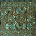 thumbnail image 1 of Ahgly Company Machine Washable Indoor Square Oriental Turquoise Blue Industrial Area Rugs, 7' Square, 1 of 4