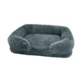 thumbnail image 5 of Calming Dog and Cat Bed, Plush Fluffy Pet Cushion, Raised Edges Soft Indoor Kennel Bed, Non-Slip Bottom, Cozy Pet Sleeping House(Dark Gray, 15.74x11.81x4.72in), 5 of 6