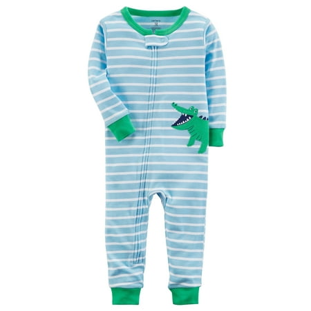 Carter's Baby Boys' 1-Piece Alligator Snug Fit Cotton Footless PJs, 12 Months