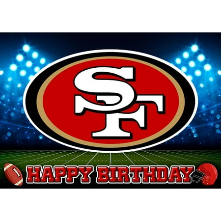 San Fran Football Happy Birthday Edible Image Cake Topper For Quarter Sheet Cake By TNCT