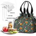 thumbnail image 4 of Pioneer Flower Floral Print Pattern Drawstring Lunch Bag Women - Drawstring Lunch Bag Insulated for Work Office - Stain-Resistant Large Lunchbags for Women with Multi-Pockets, 4 of 6