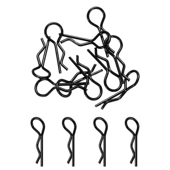 10pcs 30-Degree Angle Body Clips Bent Springy Pins for All 1/8 1/10 Scale Model RC Car Crawler Fit 1.4mm Rod(Black)