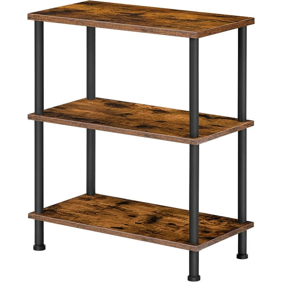HOOBRO End Table 3-Layer Open Shelves Nightstand Bedroom Living Room Brown BF48BZ01US