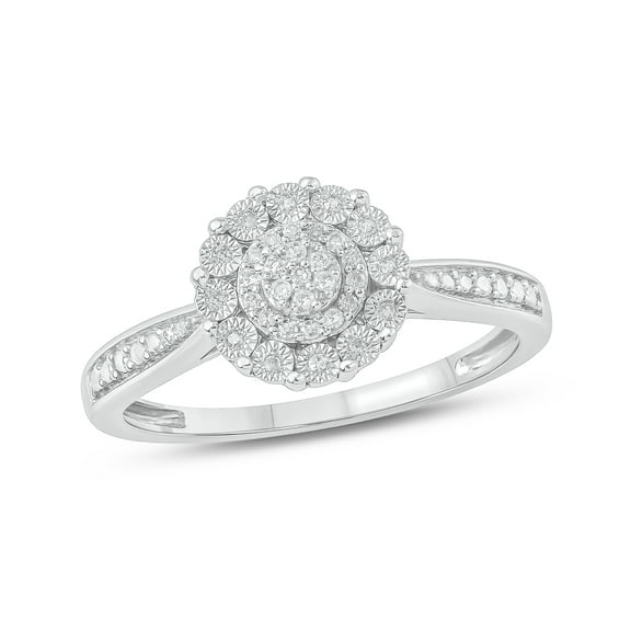 Cali Trove Sterling Silver 1/20 CT Round White Diamond Cluster Miracle Plate Fashion Ring