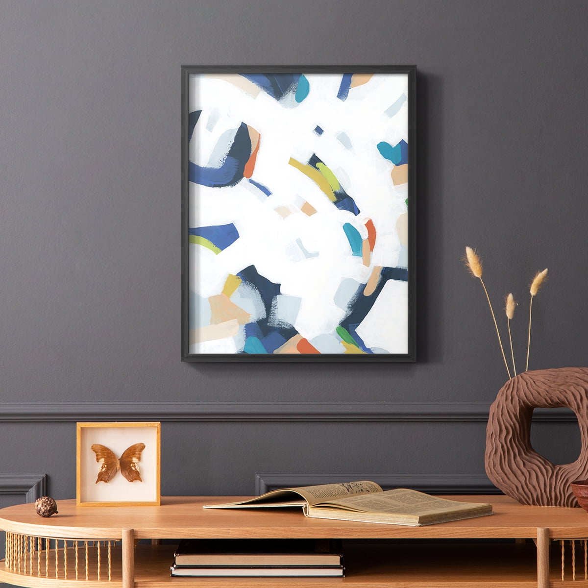 Bright Orbit I Framed Print in Black Solid Wood Framed Print No Nail Hanging