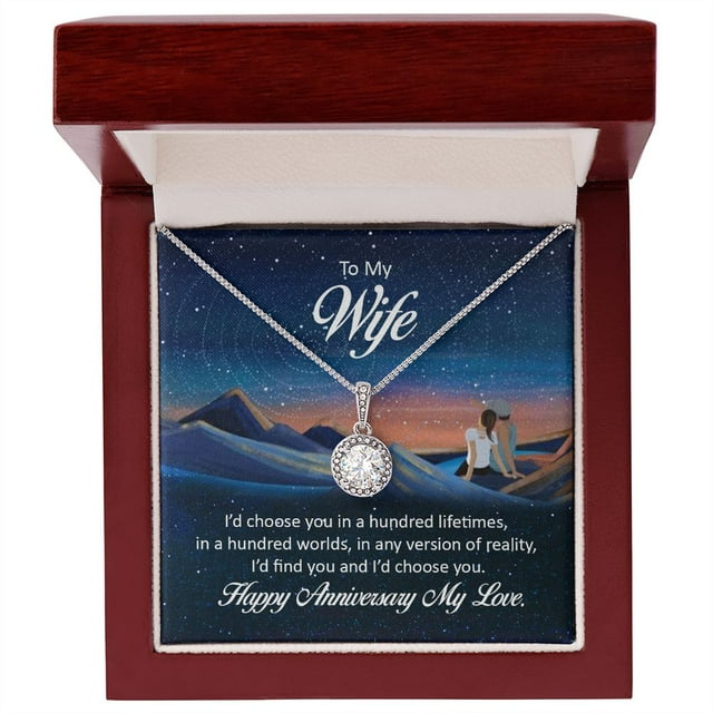 To My Wife I'd Choose You in a Hundred Lifetimes Eternal Hope Necklace Message Card