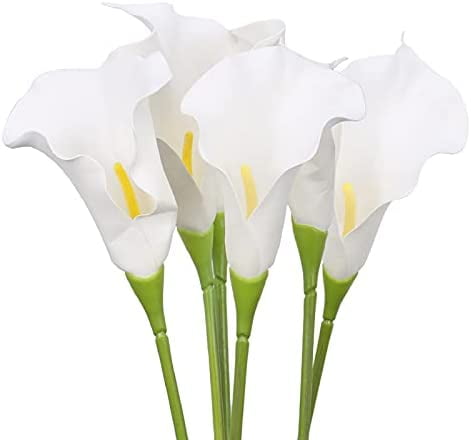 12×White Fake Artificial Calla Lily Silk Flower Real Touch Wedding Bouquet Decor 