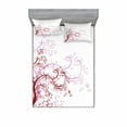 thumbnail image 2 of Ambesonne Floral Fitted Sheet & Pillow Sham Set, Magnolia Art, Twinxl, Red White, 2 of 3
