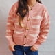 thumbnail image 4 of Puntoco Moda Mujer Casual Irregular Raya Contraste Color Solo Pecho Cuello Recortado Rebeca Suéter Chaqueta Liquidación Puntoco Puntoco-1478, 4 of 6