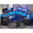 thumbnail image 2 of SEDETA L Shaped Desk with 6 Drawer, 108" Home Office Desk with File Drawer & Power Outlet, Corner Computer Desk with Monitor Shelf, File Cabinet, Two Person Desk, Gaming Desk with Led Lights, Black, 2 of 18
