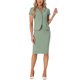 thumbnail image 2 of Conjunto de traje de negocios de 2 piezas para mujeres INSPIRE CHIC, chaqueta de blazer de manga corta y falda lápiz XS verde mar, 2 of 6