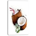 thumbnail image 2 of Coconuts with Straw Watercolor - Floral Canvas Art Print, 2 of 4