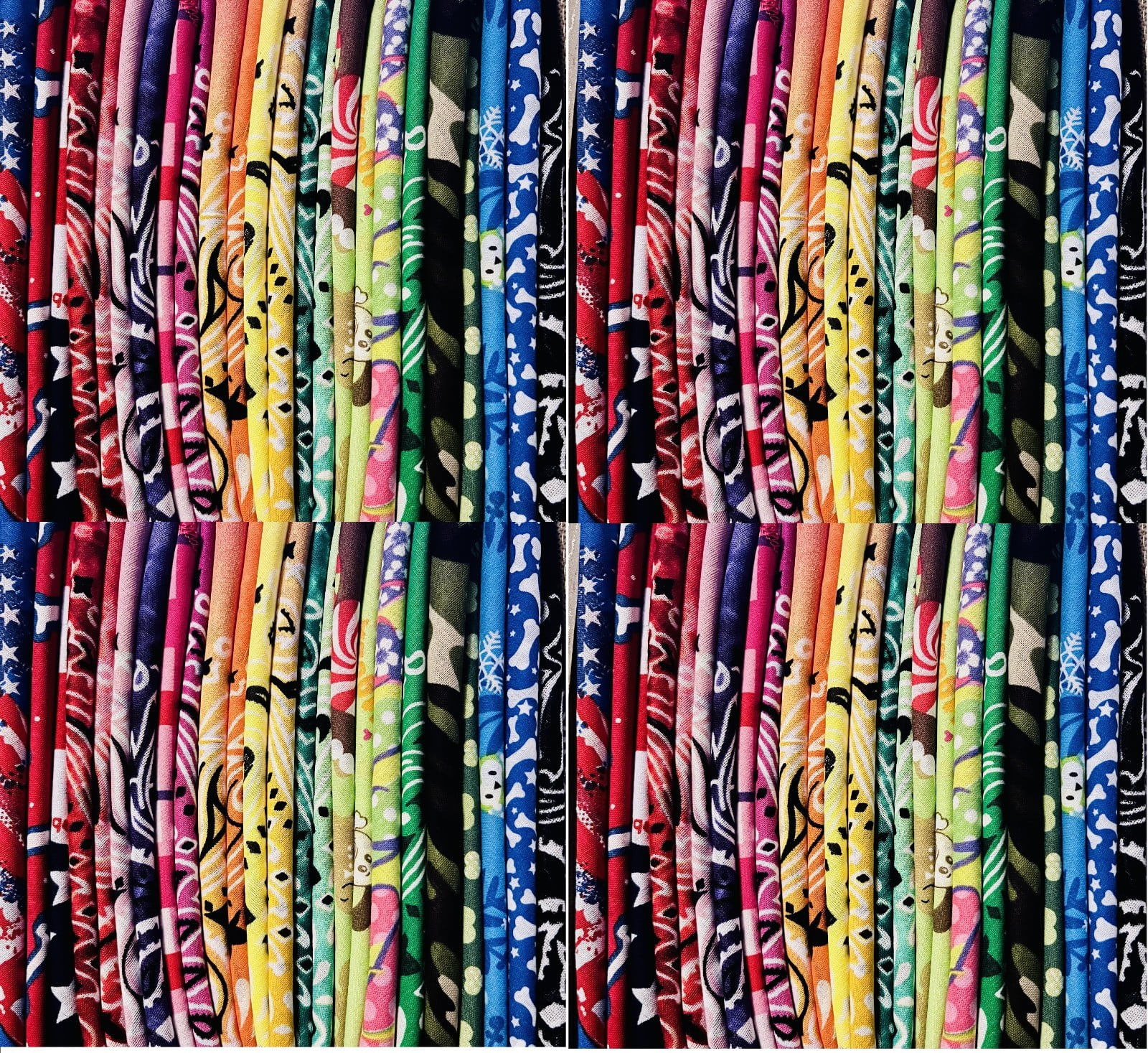 Assorted Random Bulk Pack Stylish Bandanas for Dogs and Humans Square Cotton (50 Pack)