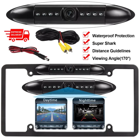 Car Rear View Backup Camera Parking Reverse Night Vision US License Plate Frame