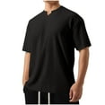 thumbnail image 2 of Playera Elvqul para Hombre Casuales Negro de Color Sólido Manga Corta Cuello en V, 2 of 5