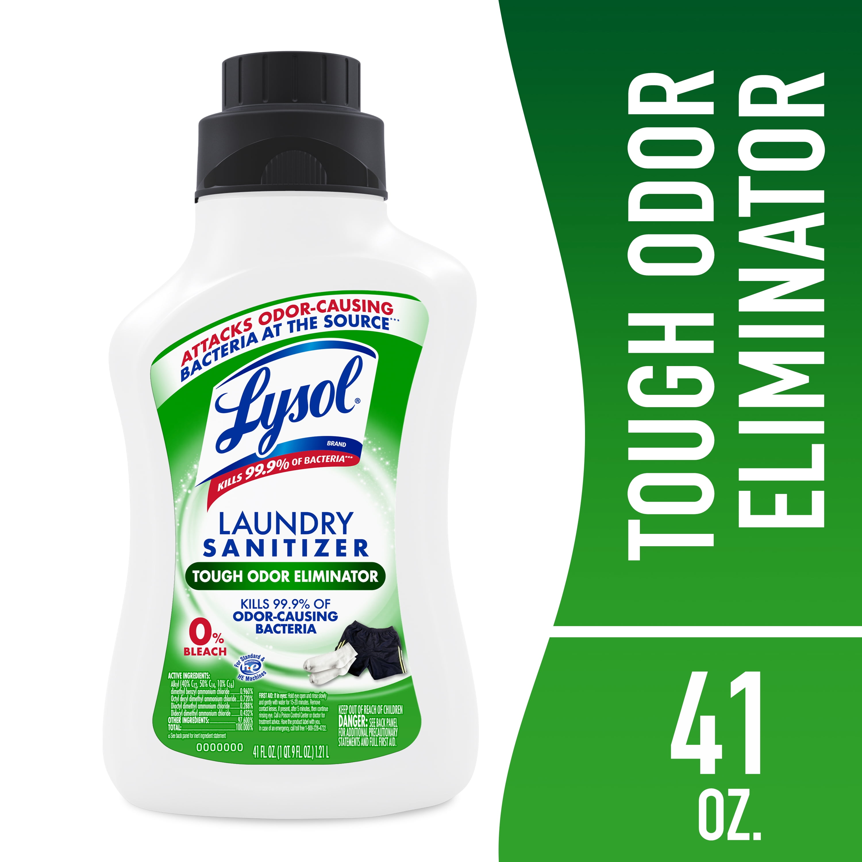 (6 pack) Lysol Tough Odor Eliminator Laundry Sanitizer Additive, 0% Bleach, Eliminates Odor Causing Bacteria, 41 fl oz