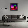 thumbnail image 3 of Stephen Chambers 20x20 Black Modern Wood Framed Wall Art Titled - Unreal Neon Cactus, 3 of 6