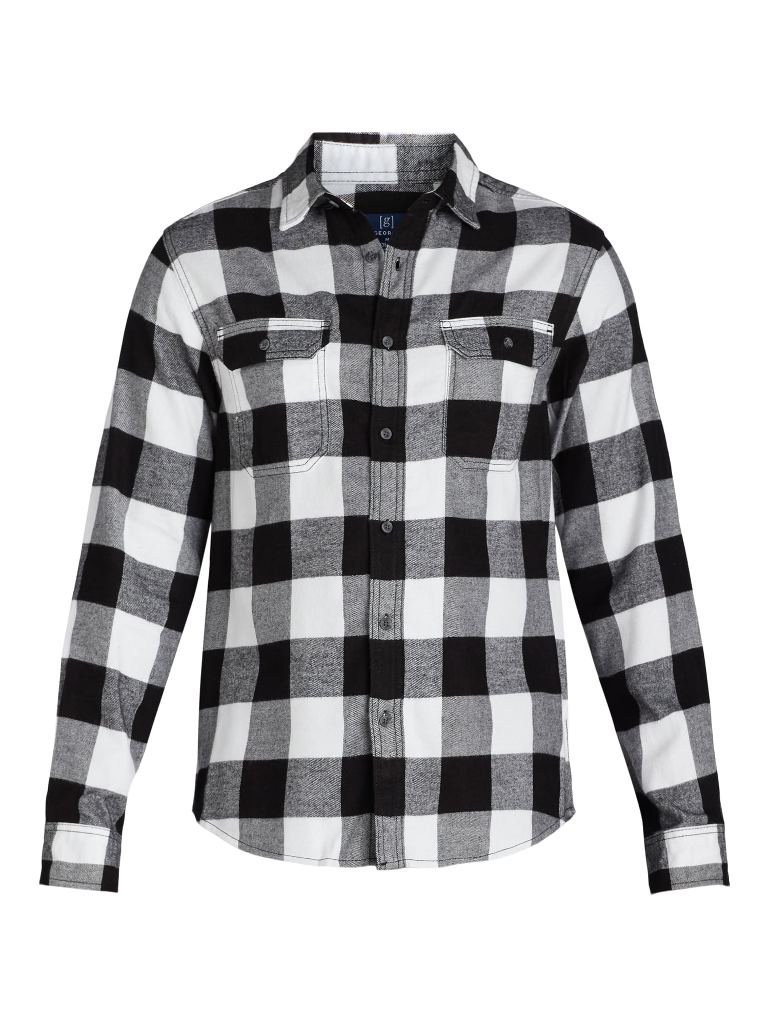 George Men's and Big Men's Flannel Shirt with Long Sleeves, Sizes XS-3XLT
