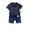 Blue, variant on XBASW Toddler Infant Boys Summer Short Sleeve Floral Shirt Tops   Denim Shorts Outfit Set Clothes 3M-4T