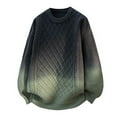 thumbnail image 2 of Men's Crew Neck Sweater Casual Jacquard Knit Pullover Tops Gradient Long Sleeve Sweaters Olive Green 4XL, 2 of 4