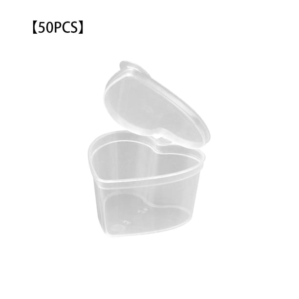 Bewildely Envase de plástico de arcilla en forma de corazón Diseño transparente Arcilla PP Caja recargable Organizador con tapa Almacenamiento y organización del hogar transparente y 50 piezas Bewildely HA000461-02