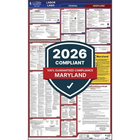 2025 Maryland and Federal Labor Law Poster (English, MD State) - OSHA Compliant All-in-One Laminated Poster