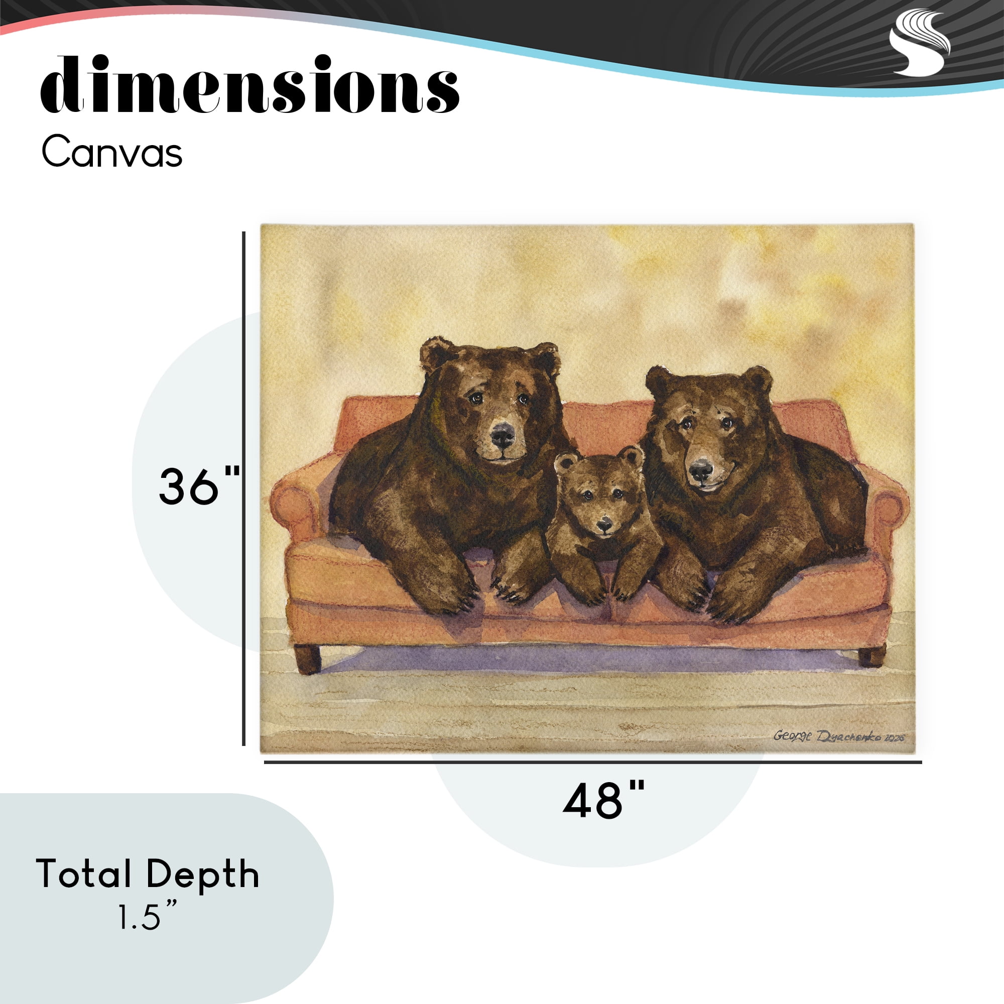 Stupell Industries Bear Family Trio Canvas Wall Art, design by George Dyachenko