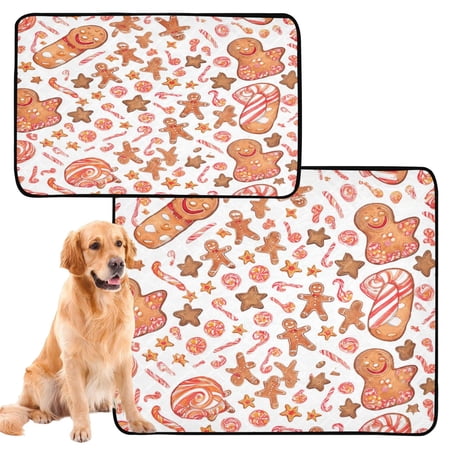IAUYY Washable Pee Pads for Dogs Smallx3 Absorbent and Leak-Proof Non-Slip Reusable Puppy Pee Pads for Dogs Applicable to Playpen Potty Crate Watercolor Gingerbread Man Pattern