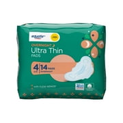Equate Ultra Thin Pads with Wings, Overnight, Unscented, 14 ct