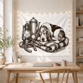 thumbnail image 3 of Sleeping Hound on Blanket with Lantern and Coffee Pot, Peaceful Vintage for Dog Lovers, Country Cabin Decor, Housewarming Gift, Tapestry Wall Hanging for Bedroom and Den, 3 of 5