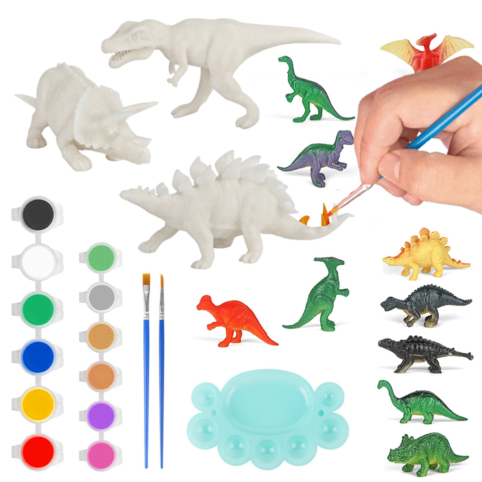 PT001 BESTING 3D Painting Toys Dinosaurs Figurines for Kids DIY Arts Craft and Supplies Set Dinosaur Paint Modeling with Play Mat Education Children 3 Years