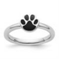 thumbnail image 2 of Auriga Fine Jewelry 925 Sterling Silver Black Enamel Pawprint Ring for Women Size- 8, 2 of 6