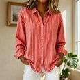 thumbnail image 6 of Otntypg Womens Striped Button Down Shirts Cotton Casual Dress Shirt Long Sleeve Collared Office Work Business Blouses Tops Red S, 6 of 7