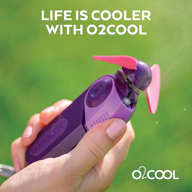 O2Cool Pocket Sport Misting Fan Purple with battery - Walmart.com