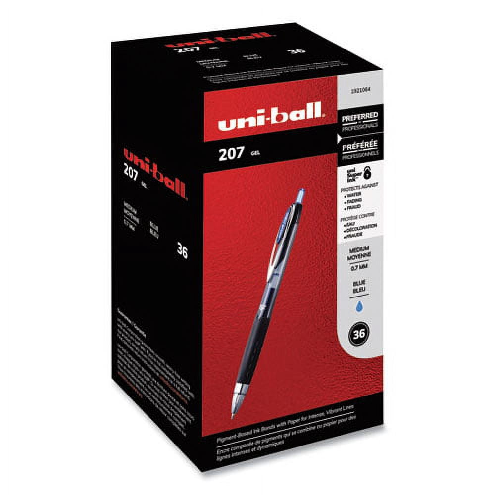 Signo 207 Gel Pen, Retractable, Medium 0.7 Mm, Blue Ink, Black Barrel, 36/box | Bundle of 5 Boxes