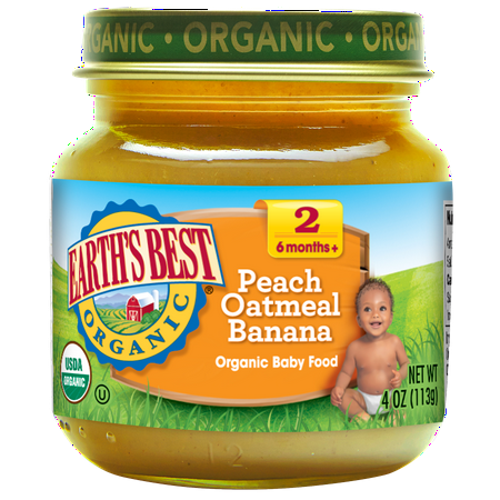 (5 Pack) Earth's Best Organic Baby Food Stage 2, Peach Oatmeal Banana, 4 Ounce (Pack of (Best Peach Schnapps Brand)