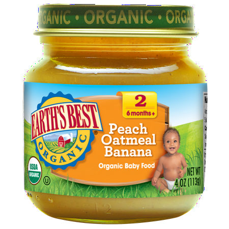 (5 pack) (5 Pack) Earth's Best Organic Baby Food Stage 2, Peach Oatmeal Banana, 4 Ounce (Pack of 6)