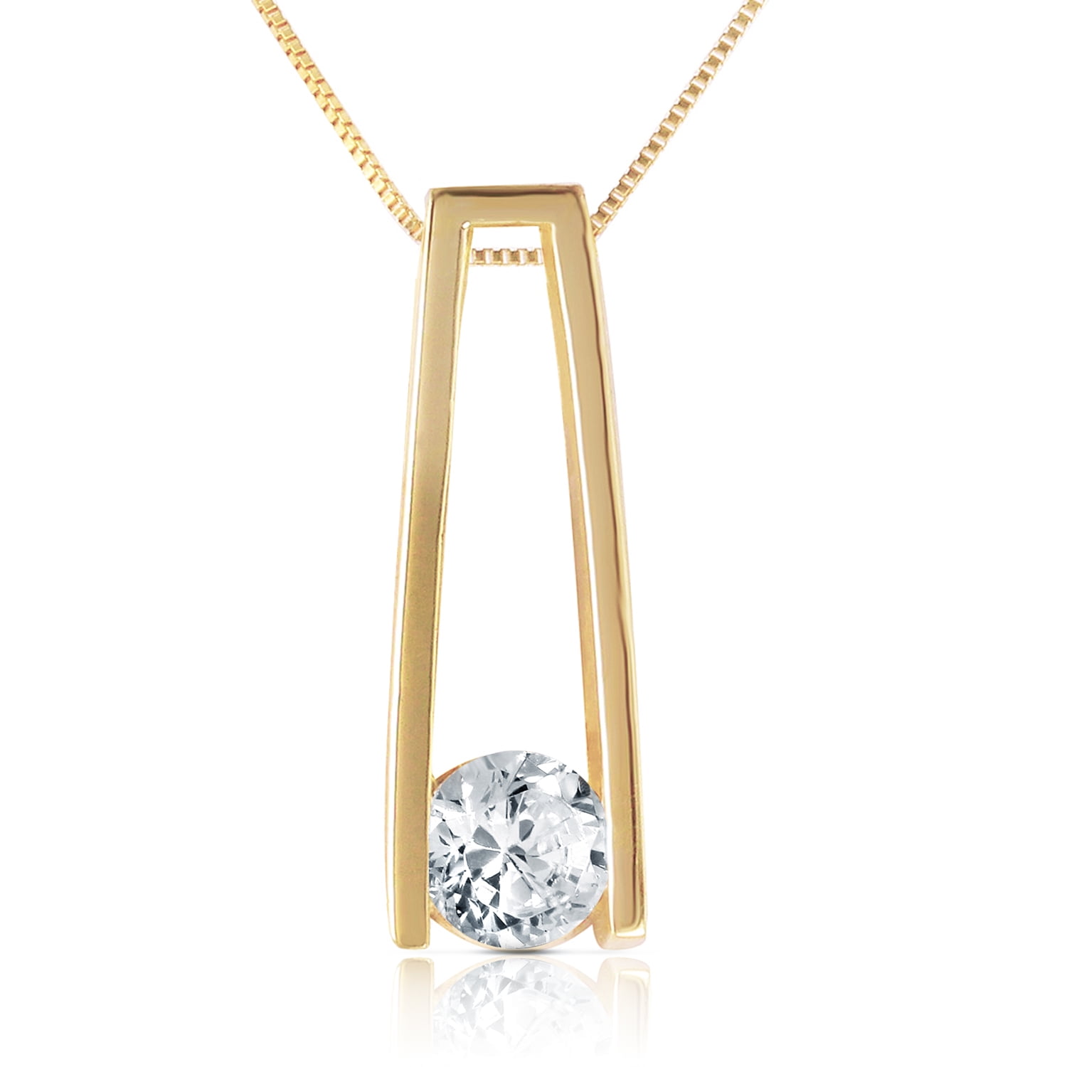Galaxy Gold 14K Solid Gold 0.25 Carat Natural Diamond Pendant Necklace for Women - Yellow Gold Fine Jewelry