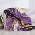 thumbnail image 3 of Goofa Purple Gold Marble Swirls Pattern Fleece Throw Blanket for Couch, Soft Checkered Flannel Blanket for Sofa, Warm Cozy Decorative Blanket Fall Decor Gift-60"x50", 3 of 6