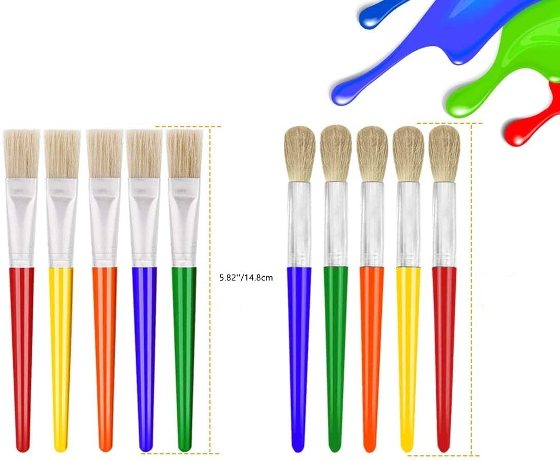 Artrylin Paint Brushes for Kids, 10 Pcs Big Washable Chubby Toddler Paint  Brushes, Easy to Clean & Grip Round Preschool Paint Brushes with No Shed