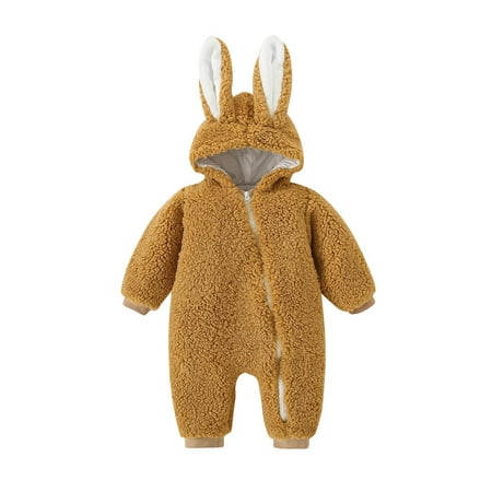 

Dadaria Baby Onesies 0-18months Toddler Baby Boy Girls Color Plush Cute Rabbit Ears Winter Thick Jumpsuit Romper Khaki 12-18 Months Toddler