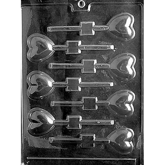 Grandmama's Goodies Valentine's Day V069 Small Heart Lollipop Sucker Chocolate Candy Soap Mold with Exclusive Molding Instructions