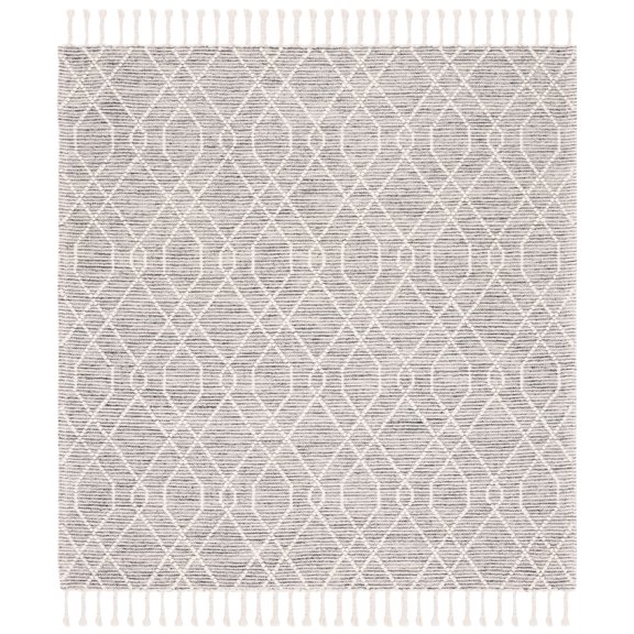 SAFAVIEH Natura Dean Geometric Wool Area Rug, Ivory/Black, 6' x 6' Square
