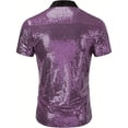 thumbnail image 4 of QHFBli Men's Sequin Dress Shirt 70s Disco Sparkle Party Short Sleeve Button Down Shirts, 4 of 8