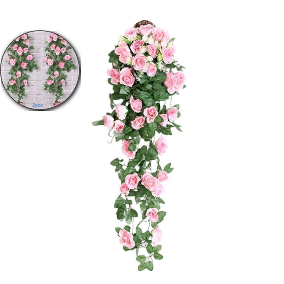 VQPeo 2 Pack Fake Rose Garland, 36 Inch Artificial Flowers, Plastic Wedding Floral Decor for Home Parties & Outdoor Arch Arrangements
